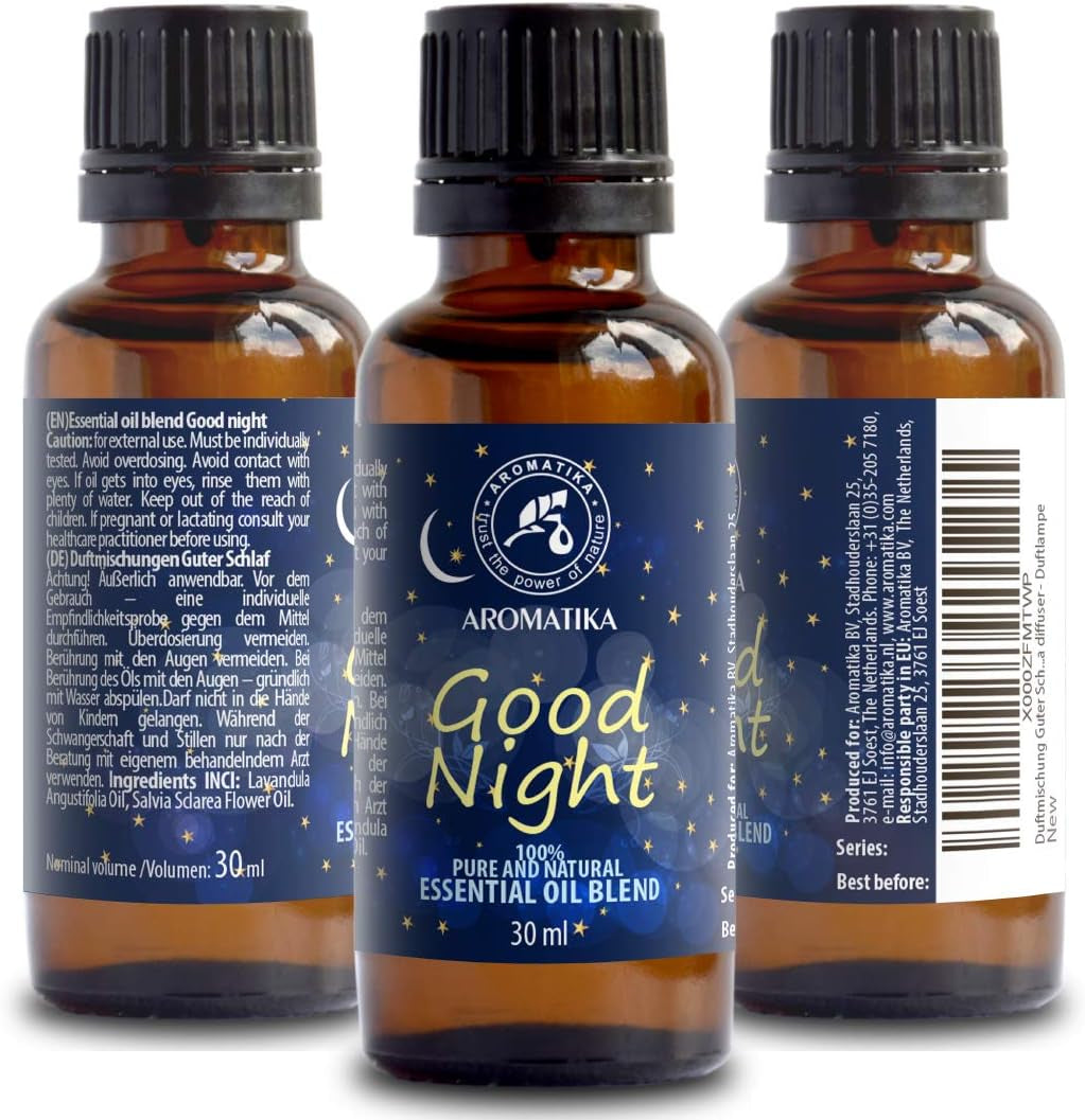 BONNE NUIT 30Ml - Mélange De Arômes Avec Pur Et Naturel Huile Essentielle De Lavande Et Huile De Sauge Pour Un Rêve Doux - Aromalamp - Aromathérapie - Essentials Oils Blend for Good Night