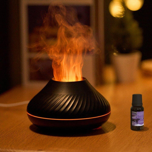 Air Flame Aroma Volcano Fire Diffuseur Pour L'Huile Essentielle, Humidificateur Électrique 7 Color Night Light Aromatherapy Ultrasonic Fool Mist Mist Diffuseur Pour La Maison, La Chambre, Le Yoga, Le