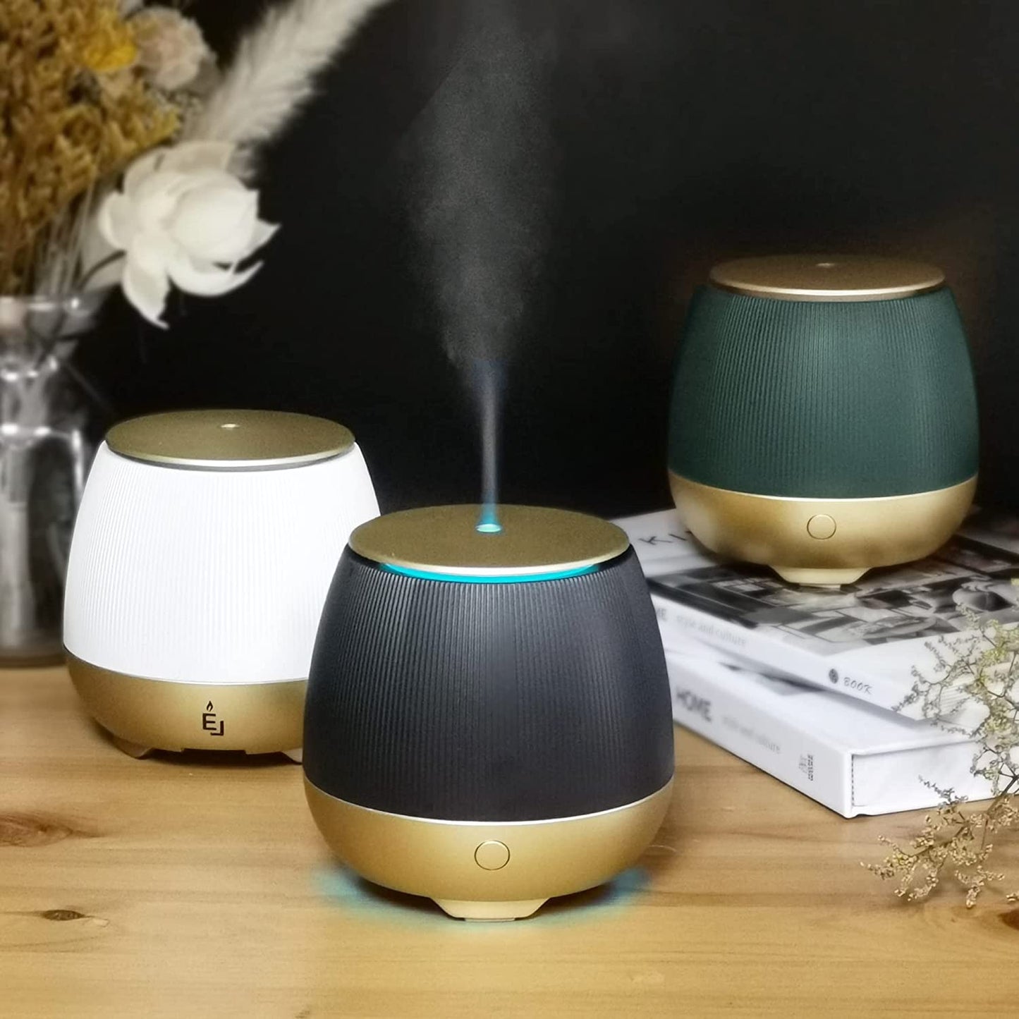 Diffuseurs D'Huiles Essentielles De 150 ML Pour La Maison, Diffuseur D'Aromathérapie avec Câble USB De Parfum À Changement De Couleur, Cadeau Noir