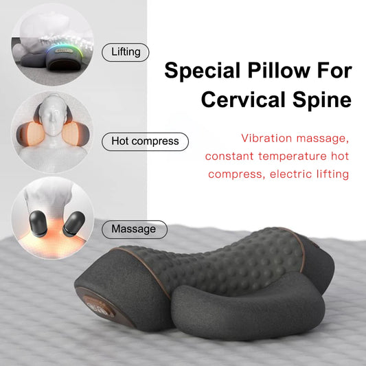 3-in-1 Neck Massager Pillow – Orthopedic Cervical Traction & Hot Compress for Neck Pain Relief