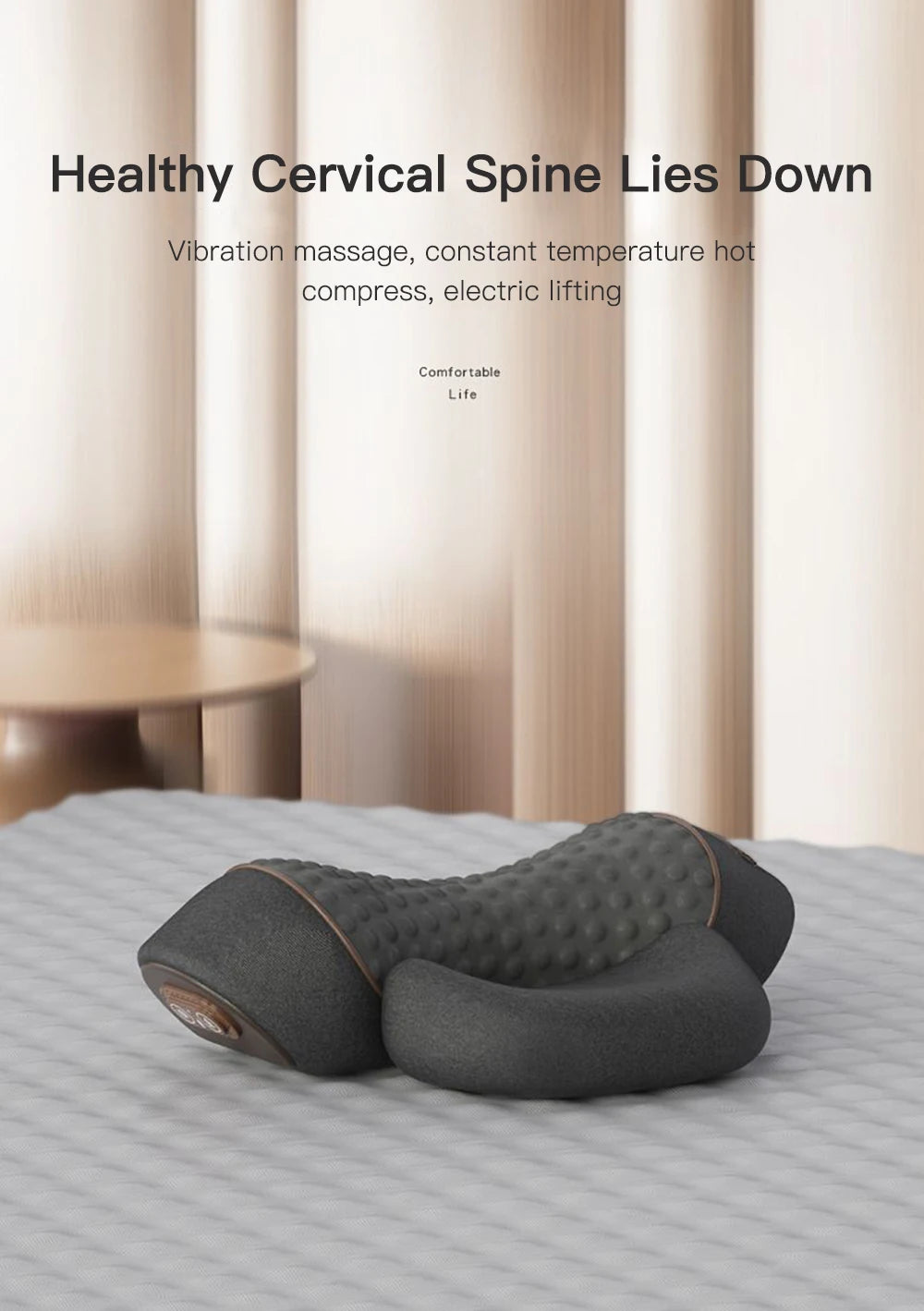 3-in-1 Neck Massager Pillow – Orthopedic Cervical Traction & Hot Compress for Neck Pain Relief