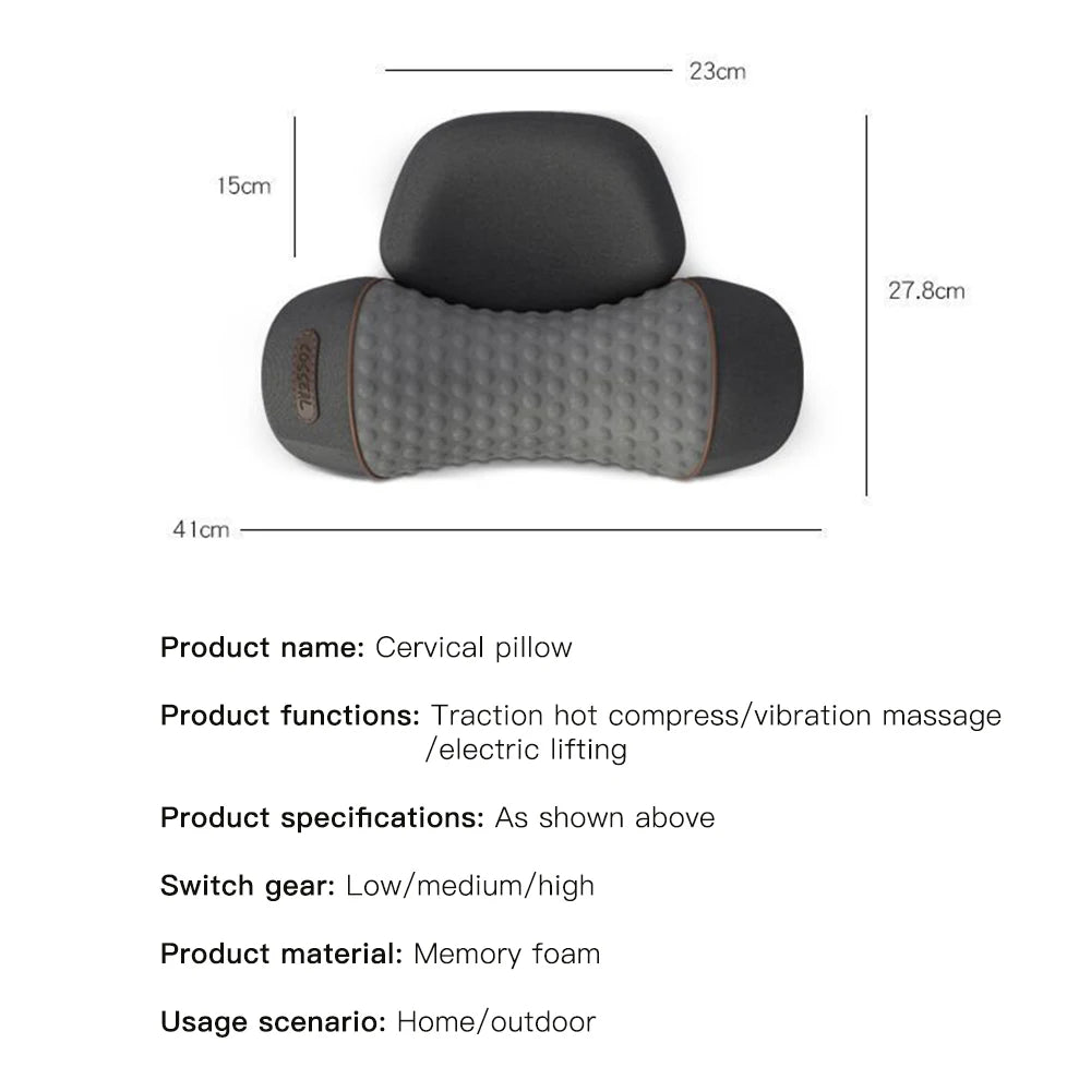 3-in-1 Neck Massager Pillow – Orthopedic Cervical Traction & Hot Compress for Neck Pain Relief