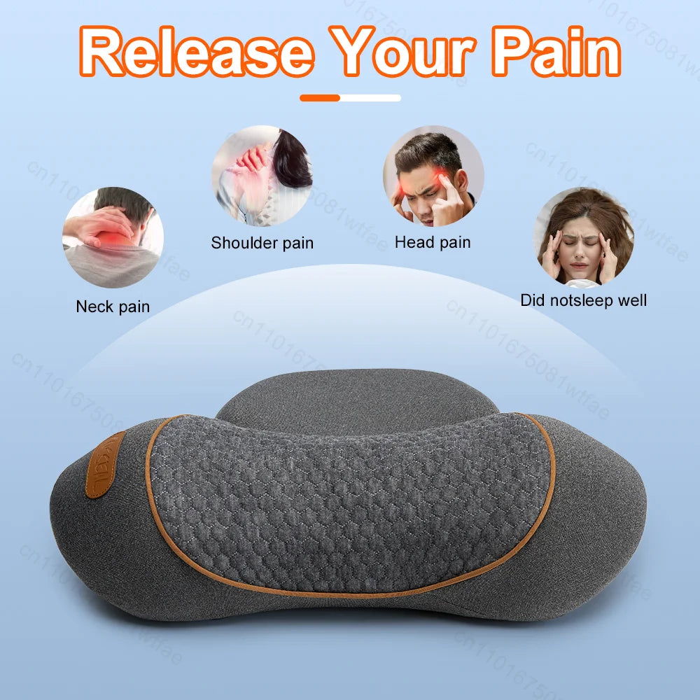 3-in-1 Neck Massager Pillow – Orthopedic Cervical Traction & Hot Compress for Neck Pain Relief