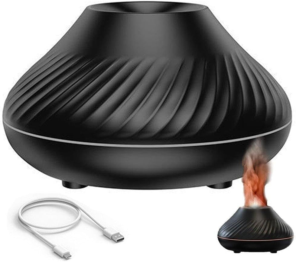 Air Flame Aroma Volcano Fire Diffuseur Pour L'Huile Essentielle, Humidificateur Électrique 7 Color Night Light Aromatherapy Ultrasonic Fool Mist Mist Diffuseur Pour La Maison, La Chambre, Le Yoga, Le