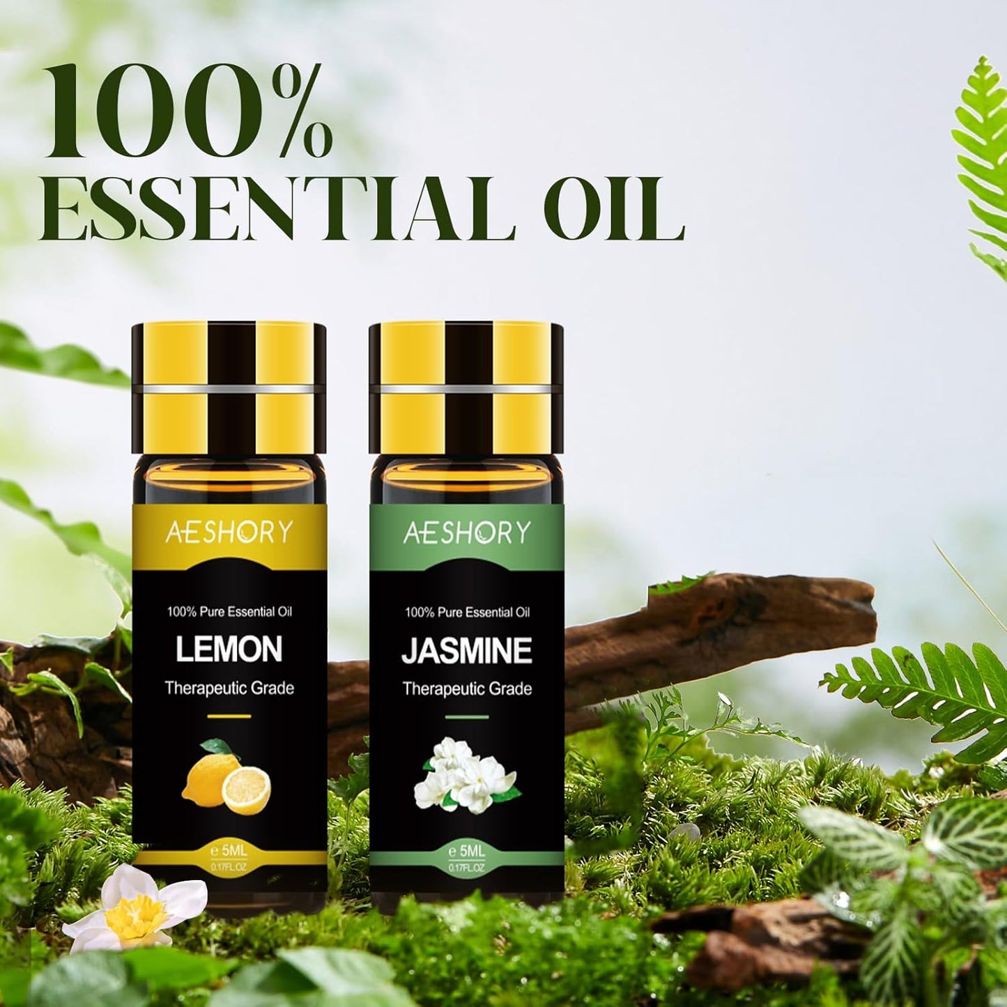 Kit Huiles Essentielles 20 X 5ML, Huiles Essentielles Aromathérapie 100% Pures & Naturelle Pour Diffuseurs, SPA, Massage, Bain, Idéal Coffret Cadeau - Lavande, Jasmin, Eucalyptus, Romarin